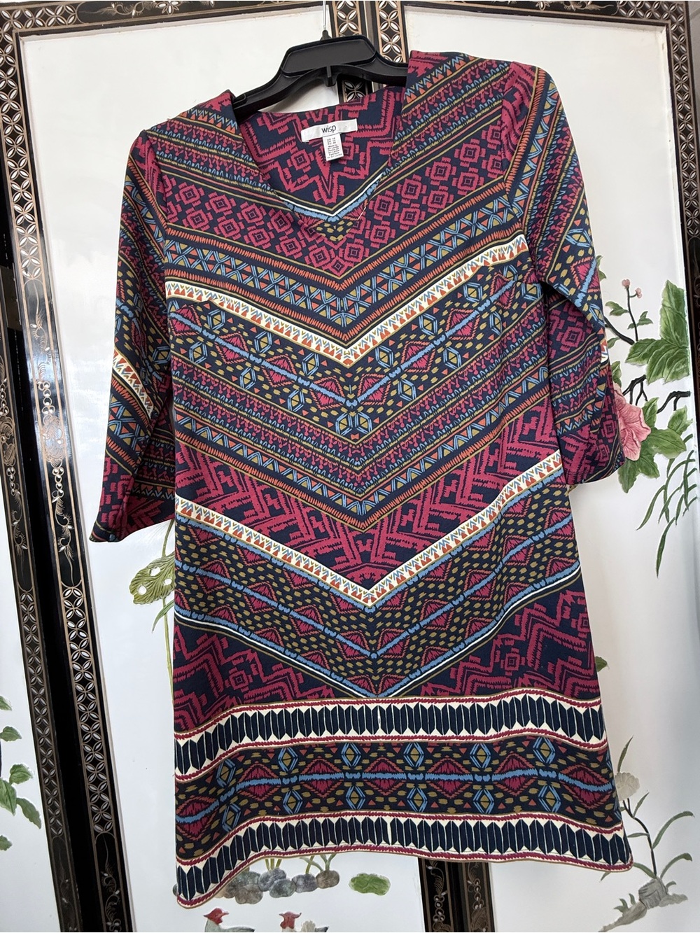 Wisp Gloria Ponte Knit Boho Aztec Tunic Dress Size 10